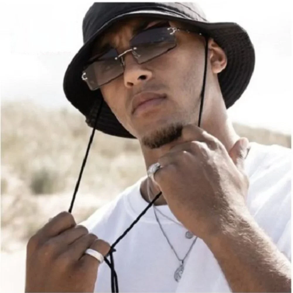 Men Sunglasses Hip‎ Hop Shades Metal Gold Rimless Rapper Square Style Retro New